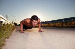 Street workout ups during sunset